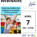 Webinaire FCPE78 et ARS île-de-France :  J’aide mon enfant à se préparer à la rentrée (et devenir continent)