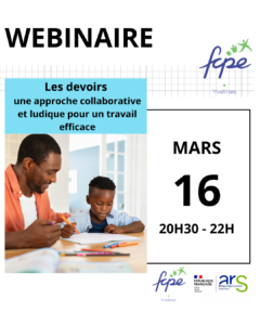 Lire la suite à propos de l’article Webinaire FCPE78  :  Les devoirs : une approche collaborative et ludique pour  un travail efficace