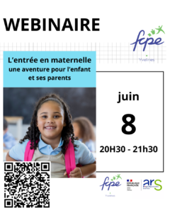 Lire la suite à propos de l’article Webinaire FCPE78 :  La première rentrée en maternelle, une aventure pour l’enfant et ses parents.